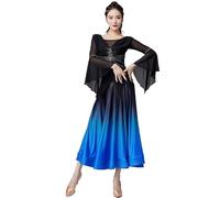 Hynyjxjy Blue,XL, Women's Ballroom Dancing Dresses Gradient Waltz Dance Performance Costume Social Dance Outfit Tango Dance Clothing