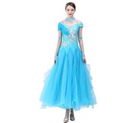 Hynyjxjy Blue,XL, Women's Ballroom Dancing Dresses Waltz Competition Dance Outfit National Standard Dancing Clothes Foxtrot Dance Wear