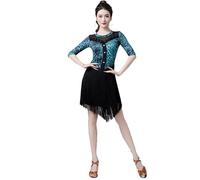 Hynyjxjy Blue,XL, Women's Leopard Print Latin Dance Clothes Tango Dance Wear Cha Cha Performance Dancing Outfit Ballroom Dance Dresses
