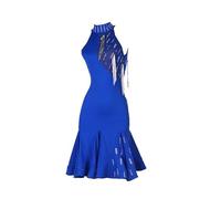 Hynyjxjy ,Blue,XXL, Beaded Latin Dance Outfit for Women Ballroom Dance Competition Dresses Tango Dancing Clothes Cha Cha Dancing Costume