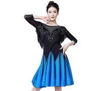 Hynyjxjy ,Blue,XXL,Gradient Latin Dancewear for Performance Cha Cha Dancing Outfit Ballroom Dancing Dresses for Women Tango Dance Skirt