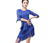 Hynyjxjy ,Blue,XXL,Latin Practice Dancing Outfit Women's Ballroom Dance Performance Dresses Tango Dance Clothes Cha Cha Dancing Costume