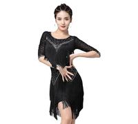 Hynyjxjy C,3XL, Medium Sleeve Latin Dance Skirt for Women Salsa Training Dancing Outfit Tango Dancing Clothes Ballroom Dance Dresses