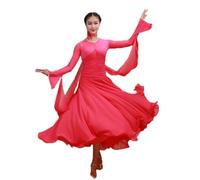 Hynyjxjy C,3XL, V-Neck Ballroom Dancing Dresses for Women Waltz Performance Dancing Clothes Foxtrot Dance Wear Social Dance Outfit