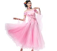 Hynyjxjy ,c,3XL, Women's Short Sleeve Ballroom Dance Dresses Modern Dancing Outfit Waltz Performance Dancewear Social Dancing Clothes