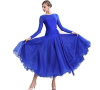 Hynyjxjy D,3XL, Women's Round Neck Ballroom Dance Dresses Waltz Performance Costume Backless Tango Dancing Outfit Social Dance Clothes