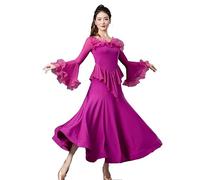 Hynyjxjy D,M, Women's Ballroom Dance Dresses Ruffles Tango Performance Dancing Outfit Waltz Dancing Costume Foxtrot Dance Clothes