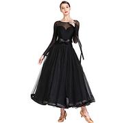 Hynyjxjy D,S, Ballroom Dance Dresses for Women Mesh Splice Waltz Dancing Outfit Tango Performance Dancewear Flamenco Dance Clothes