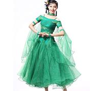 Hynyjxjy ,e,3XL, Women's Short Sleeve Ballroom Dance Dresses Modern Dancing Outfit Waltz Performance Dancewear Social Dancing Clothes