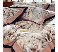 Hynyjxjy F,1.5m, Pure Cotton Cover Set 4 Pcs Home Bedding Set Soft Durable Bedding Reversible 100% Cotton Quilt Set for Bedroom Decor