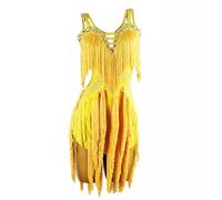 Hynyjxjy Latin Competition Dancing Wear Women's Sleeveless Ballroom Dance Dresses Tango Dancing Clothes Cha Cha Dance Outfit,Yellow,L