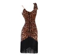 Hynyjxjy ,Leopard,L, Latin Dance Clothes for Women Fringe Tango Dancing Performance Costumes Ballroom Dance Dresses Salsa Dancing Outfit