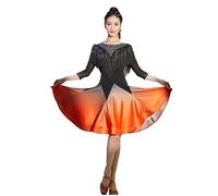 Hynyjxjy ,Orange,L,Gradient Latin Dancewear for Performance Cha Cha Dancing Outfit Ballroom Dancing Dresses for Women Tango Dance Skirt