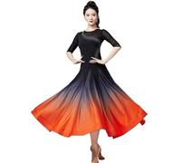 Hynyjxjy Orange,M, Women's Waltz Performance Dancewear Ballroom Dancing Dresses Foxtrot Dancing Outfit Tango Dance Clothes with Strass