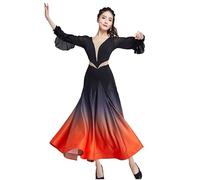 Hynyjxjy Orange,XL, Gradient Ballroom Dance Performance Dresses Women's Waltz Dancing Costumes Tango Dancing Clothes Social Dance Outfit