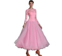 Hynyjxjy Pink,M, Women's Lace Ballroom Dancing Dresses Foxtrot Dancing Outfit Waltz Performance Dance Clothes Flamenco Dance Costumes
