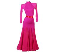Hynyjxjy ,Pink,XXL, Women's Long Sleeve Ballroom Dancing Dresses Waltz Performance Clothes Modern Dancing Outfit Social Dance Costumes
