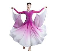 Hynyjxjy Purple,3XL, Ballroom Dancing Competition Dresses Gradient Waltz Dance Clothes For Women Social Dance Wear Foxtrot Dancing Outfit