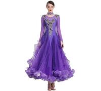 Hynyjxjy Purple,3XL, Ballroom Performance Dresses Women's Tango Modern Dance Costume Embroidery Waltz Dancing Clothes Social Dancing Outfit