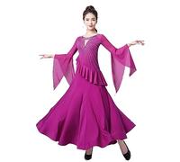 Hynyjxjy Purple,3XL, Women's Backless Ballroom Dancing Dresses Waltz Performance Dance Outfit Social Dancing Clothes Modern Dance Costumes
