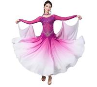 Hynyjxjy Purple,L, Ballroom Dance Dresses Professional National Standard Dancewear Waltz Dancing Clothes for Women Salsa Dancing Outfit