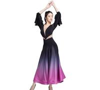 Hynyjxjy Purple,L, Gradient Ballroom Dance Performance Dresses Women's Waltz Dancing Costumes Tango Dancing Clothes Social Dance Outfit