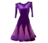 Hynyjxjy ,Purple,M, Velvet Latin Dancing Clothes Women's Ballroom Dancing Dresses Cha Cha Dance Performance Costumes Tango Salsa Dancewear