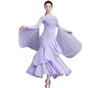 Hynyjxjy Purple,XL, Ballroom Competition Dancewear Sequins Waltz Dancing Dresses for Women Foxtrot Dance Clothes Social Dancing Outfit
