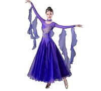Hynyjxjy Purple,XL, Ballroom Competition Dresses for Women Embroidery Modern Dancing Outfit Salsa Waltz Dancewear Social Dancing Clothes