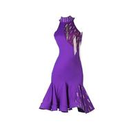Hynyjxjy ,Purple,XL, Beaded Latin Dance Outfit for Women Ballroom Dance Competition Dresses Tango Dancing Clothes Cha Cha Dancing Costume