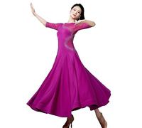 Hynyjxjy Purple,XL, Medium Sleeve Ballroom Dance Dress Women's Waltz Dancing Clothes Tango Dancing Wear for Practice Foxtrot Dance Outfit