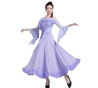 Hynyjxjy Purple,XXL, Backless Ballroom Dance Dresses for Competition Women's Waltz Dance Wear Modern Dancing Outfit Tango Foxtrot Costumes