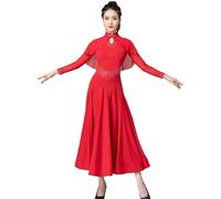 Hynyjxjy Red,L, Ballroom Dresses for Women Waltz Training Dance Clothes Tango Salsa Dancing Costumes Flamenco Dancing Outfit Big Swing