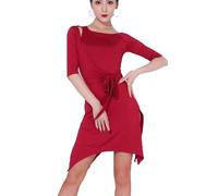 Hynyjxjy ,Red,L,Latin Clothes for Training Women's Ballroom Dance Dresses Cha Cha Salsa Dancing Outfit Side Split Tango Dancing Skirt