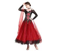 Hynyjxjy Red,L, Women's Embroidery Ballroom Dancing Dresses Waltz Dancing Outfit National Standard Dance Clothes Foxtrot Dancewear