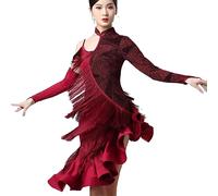 Hynyjxjy ,Red,L,Women's Latin Practice Costumes Tango Cha Cha Dancing Outfit Salsa Performance Dancing Clothes Ballroom Dance Dresses