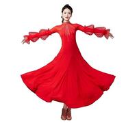 Hynyjxjy Red,M, Ballroom Dance Performance Dresses Modern Dance Practice Costume Women's Waltz Dancing Clothes Tango Dancing Outfit