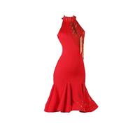 Hynyjxjy ,Red,M, Beaded Latin Dance Outfit for Women Ballroom Dance Competition Dresses Tango Dancing Clothes Cha Cha Dancing Costume