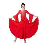 Hynyjxjy Red,M, Women's Backless Ballroom Dancing Dresses Waltz Performance Dance Outfit Social Dancing Clothes Modern Dance Costumes