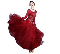 Hynyjxjy Red,M, Women's Ballroom Dancing Dresses National Standard Competition Dancewear Waltz Dance Clothing Tango Dancing Costumes