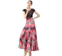 Hynyjxjy ,Red,M,Women's Ballroom Dancing Training Dresses Tango Dance Clothes Lace Waltz Performance Dancewear Social Dancing Outfit