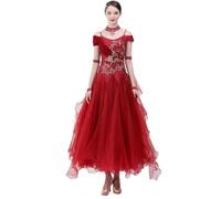 Hynyjxjy Red,S, Women's Ballroom Dancing Dresses Waltz Competition Dance Outfit National Standard Dancing Clothes Foxtrot Dance Wear