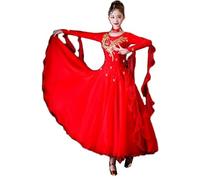 Hynyjxjy Red,XL, Ballroom Dancing Dresses for Women Waltz Performance Dancewear Sequins Flamenco Dance Outfit Modern Dancing Clothing
