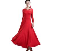 Hynyjxjy Red,XL, Women's Ballroom Dance Dresses Tango Foxtrot Costume for Practice Waltz Dance Clothing Salsa Dancing Outfit Big Swing