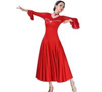 Hynyjxjy Red,XL, Women's Ballroom Dancing Dresses Tango Salsa Dancewear Waltz Practice Clothing Foxtrot Dancing Outfit Great Swing