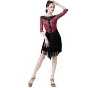 Hynyjxjy Red,XL, Women's Leopard Print Latin Dance Clothes Tango Dance Wear Cha Cha Performance Dancing Outfit Ballroom Dance Dresses