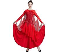 Hynyjxjy Red,XXL, Ballroom Dancing Performance Dresses Tango Dancing Costumes for Women Waltz Dance Clothing Foxtrot Social Dancewear
