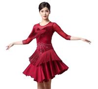 Hynyjxjy Red,XXL, Women's Round Neck Latin Dance Wear Ballroom Dancing Practice Dresses Tango Dancing Costumes Cha Cha Dance Outfit