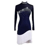 Hynyjxjy ,Tibetan,L, Women's Fringed Latin Dance Outfit Salsa Dancing Performance Skirt Backless Ballroom Dancing Dress Tango Dance Clothes