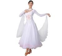 Hynyjxjy White,XXL, Ballroom Dancing Competition Dresses Tango Dancing Clothes for Women Waltz Dance Outfit Flamenco Dance Wear Big Swing